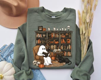 Ghost Book Reader Sweatshirt, Reading Tee, Book Lover Gift, Reading Enthusiast Book T-shirt, Ghost Reader Tee, Literature Lover, Sweatshirt