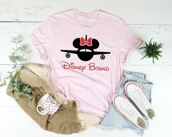 Minnie Mouse Disney Bound, Disney Plane Trip, Disney vacation, Disney family shirts, Disney kids and adults shirt, Disney Unisex Tees