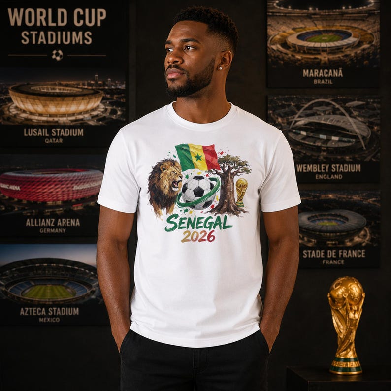 Senegal Soccer T-Shirt, US World Cup 2026 Shirt, World Cup Fan Jersey, Game Day Jersey, Senegal African Football bild 1