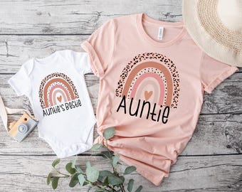 Auntie And Niece Matching Shirt, Auntie and Niece Shirt, Aunties Bestie Onesie, Rainbow Auntie Shirt, Aunties Bestie Toddler Shirt