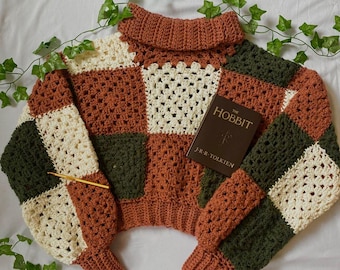 CROCHET PATTERN - Granny Square Sweater Autumn Sweater Fall PDF instant digital download