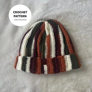 CROCHET PATTERN - Scrap Yarn Adult Ribbed Crochet Beanie Easy Pattern Winter Hat Easy  Crochet Pattern PDF Instant Digital Download