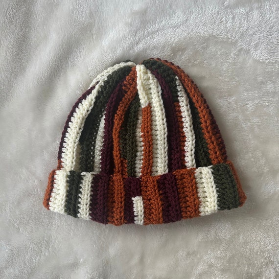 Handmade Scrap Yarn Winter Beanie Hat in Multi Color Crochet  display picture 2
