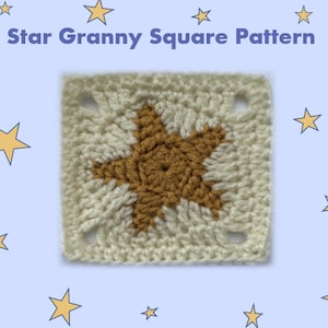 CROCHET PATTERN - Easy Star Granny Square Crochet Pattern Celestial Pattern Instant Digital Download Pattern PDF