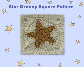 CROCHET PATTERN - Easy Star Granny Square Crochet Pattern Celestial Pattern Instant Digital Download Pattern PDF