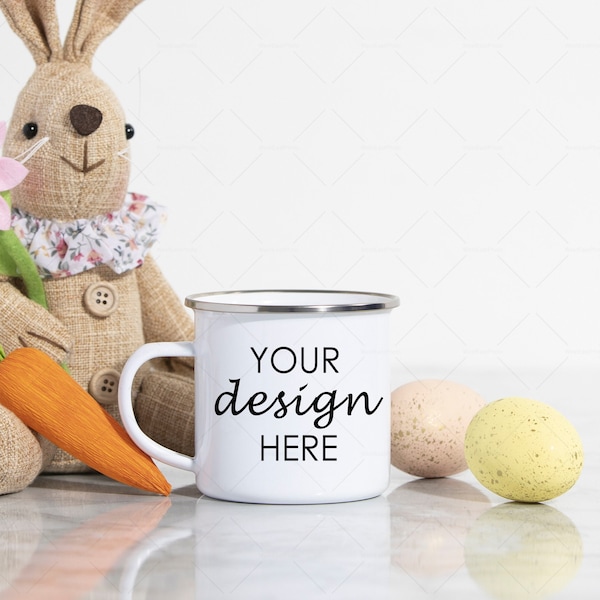 Easter Enamel Mug Mockup, Campfire Mug Mockup, Easter Style Mockup Mug Photo, Mock Up JPG Digital Download