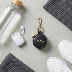 Mini Ring Holder Travel Jewelry Box, Personalized Leather Jewelry Case, AirTag Leather Keychain Holder, Custom Gym Small Jewelry Case image 7