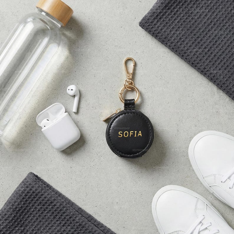 Mini Ring Holder Travel Jewelry Box, Personalized Leather Jewelry Case, AirTag Leather Keychain Holder, Custom Gym Small Jewelry Case image 7