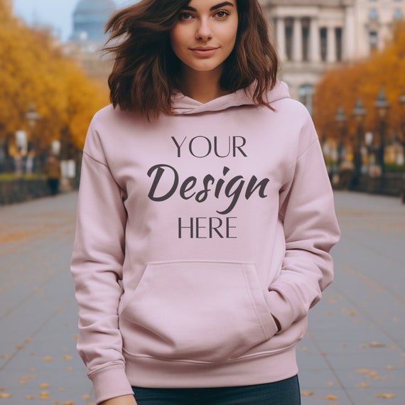 Gildan Blank Hoodie - Unisex Pullover Hooded Sweatshirt, Style 18500, 50/50 Cotton Polyester - View #2