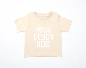 Natural Bella Canvas 3001T Mockup Flat Lay, 3001B Bella Canvas Kids Mockup, 3001T Natural Boho Flat Lay Youth Shirt, Gender Neutral Mockup