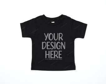 Black Bella Canvas 3001T Mockup Flat Lay, 3001B Bella Canvas Kids Mockup, 3001T Black Boho Flat Lay Youth Shirt, Bella Canvas 3001T Mockup