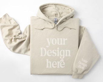 Gildan 18500 Sleeve Sand Hoodie Mockup, Folded Hoodie Mockup, Gildan 18500 Sleeve Mockup, Hoodie Sleeve Mockup, Hoodie Photo Template POD