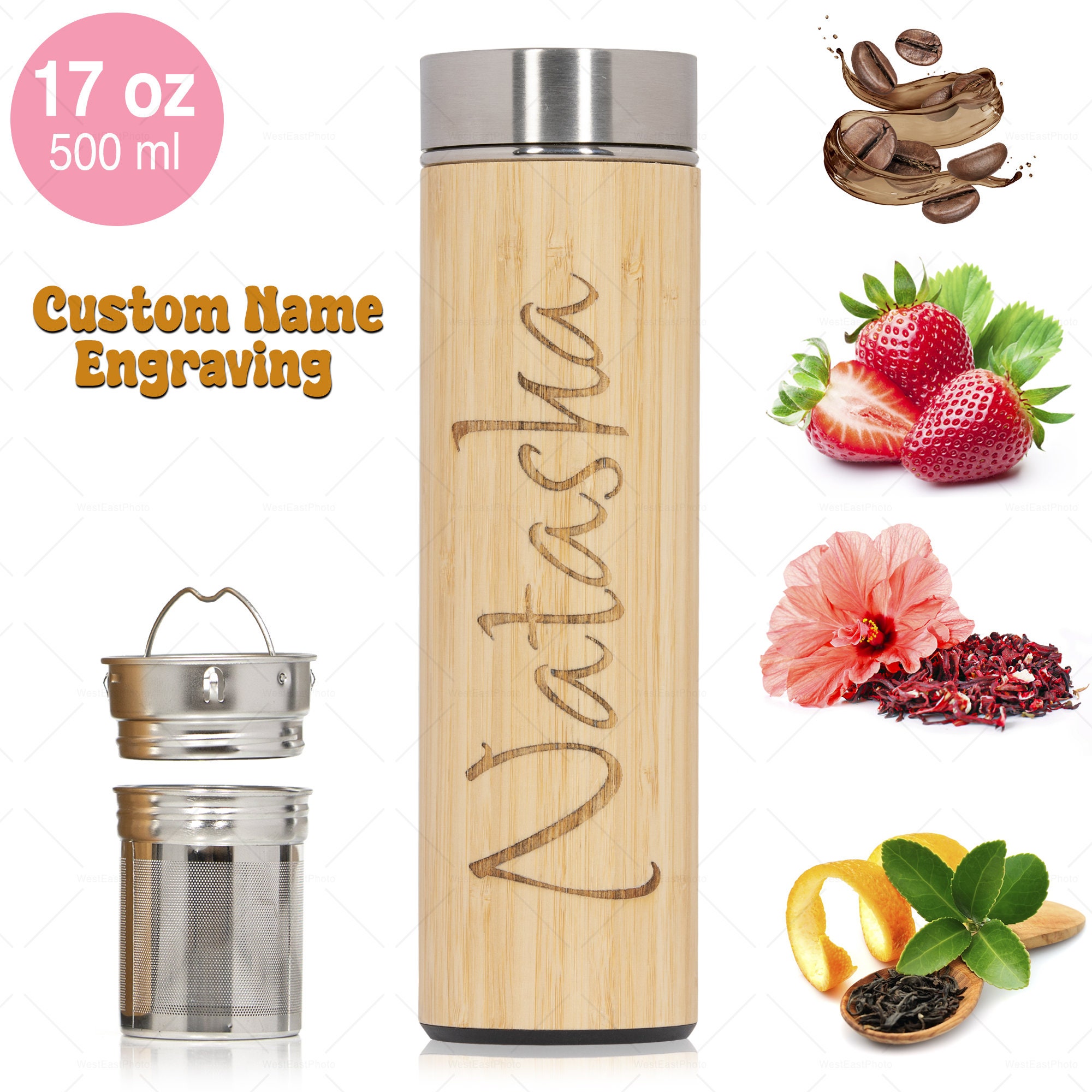  Smart Water Bottle with LED Temperature Display,Tea Infuser  Bottle,Travel Coffee Mug,17oz/500ml Insulated Water Bottle,Flask for hot  and cold drinks: Home & Kitchen