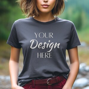 Heather Dark Bella Canvas 3001 Mockup, Dark Heather Model Mockup, Dark Grey Heather Mockup, Bella Canvas 3001 Mockup