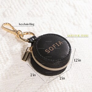 Mini Ring Holder Travel Jewelry Box, Personalized Leather Jewelry Case, AirTag Leather Keychain Holder, Custom Gym Small Jewelry Case image 11