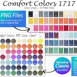 Comfort Colors 1717 Color Chart, 1717 PNG Color Chart, Editable Canva Color Chart, Printify 1717 Color Chart, Folded Shirt 1717 Color Chart