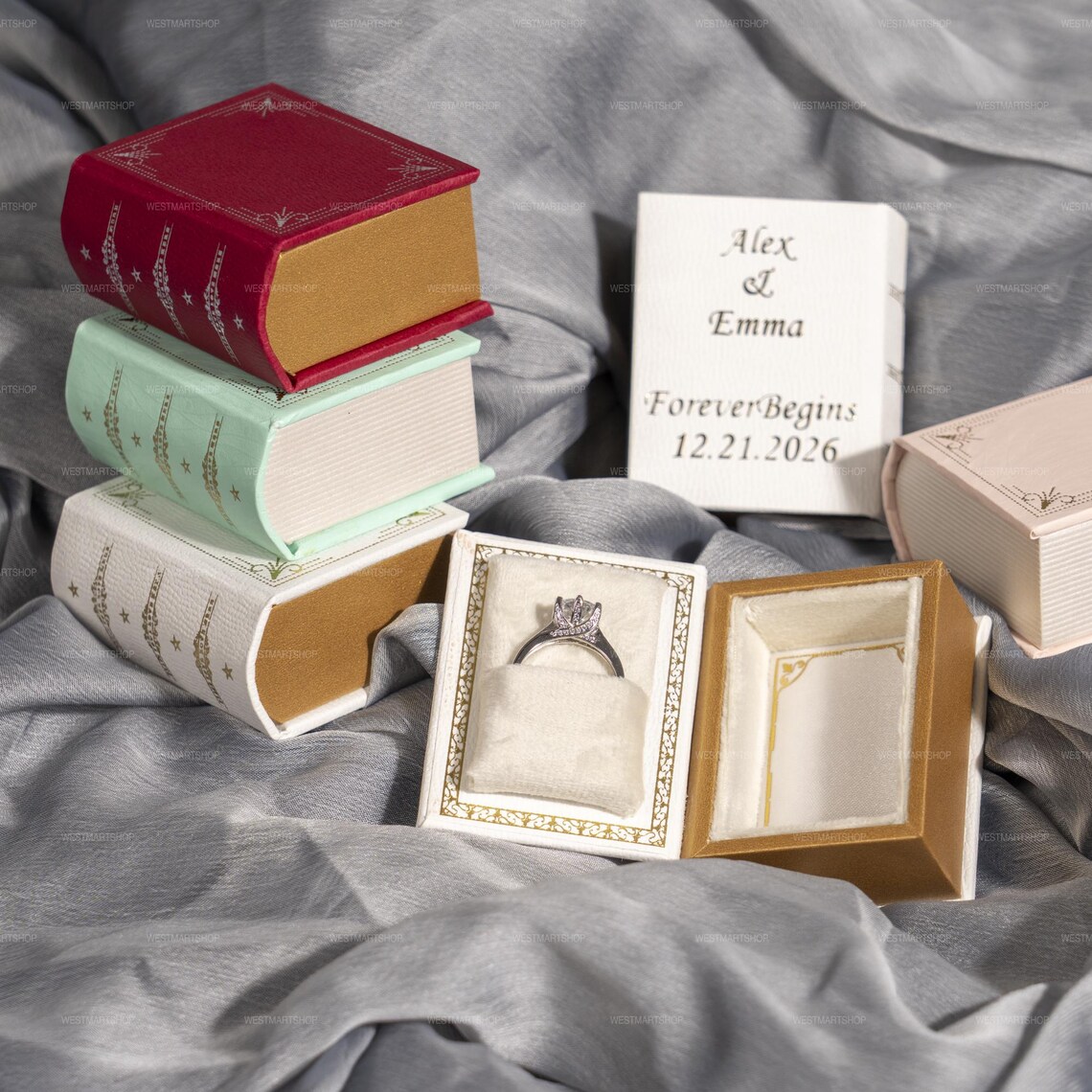 Personalized Mini Book Ring Box for Engagement Proposal – Engraved ...