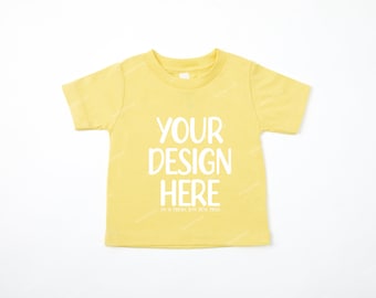 Yellow Bella Canvas 3001T Mockup Flat Lay, 3001B Bella Canvas Kids Mockup, 3001T Yellow Boho Flat Lay Youth Shirt, Bella Canvas 3001T Mockup