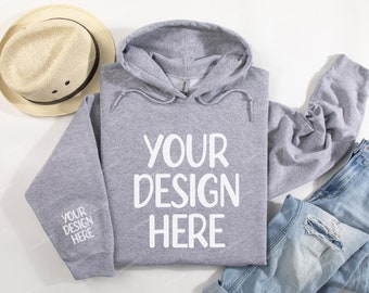 Sport Gray Gildan 18500 Sleeve Hoodie Mockup, Folded Hoodie Mockup, Right Cuff Sleeve Sweater Mockup, Folded Hoodie Sleeve Mock, Hoodie POD