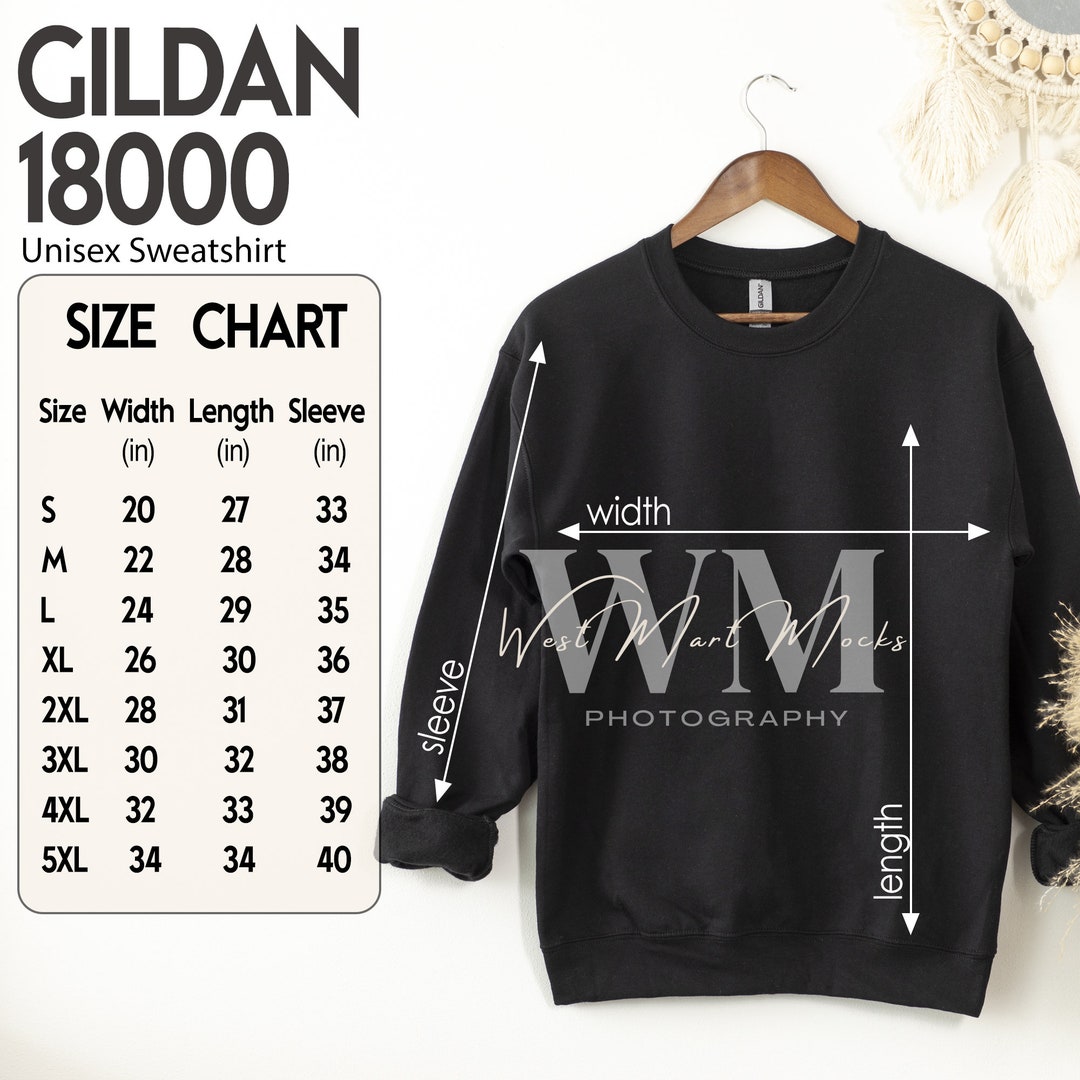 Gildan 18000 Size Chart, Gildan Sweatshirt Size Chart, Crewneck ...