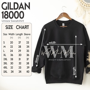 Gildan 18000 Size Chart, Gildan Sweatshirt Size Chart, Crewneck Sweatshirt Size Chart Gildan 18000, G180, Heavy Blend Crewneck Size Chart