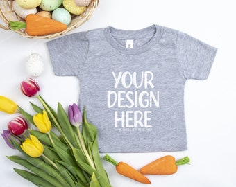 Bella Canvas 3000T Athletic Heather T-Shirt Mockup, 3001B Spring Easter Mock, Toddler Shirt Spring Style Mock-up, Print on demand Download