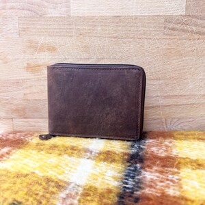 Cartera de hombre de piel auténtica hecha a mano color marrón vintage