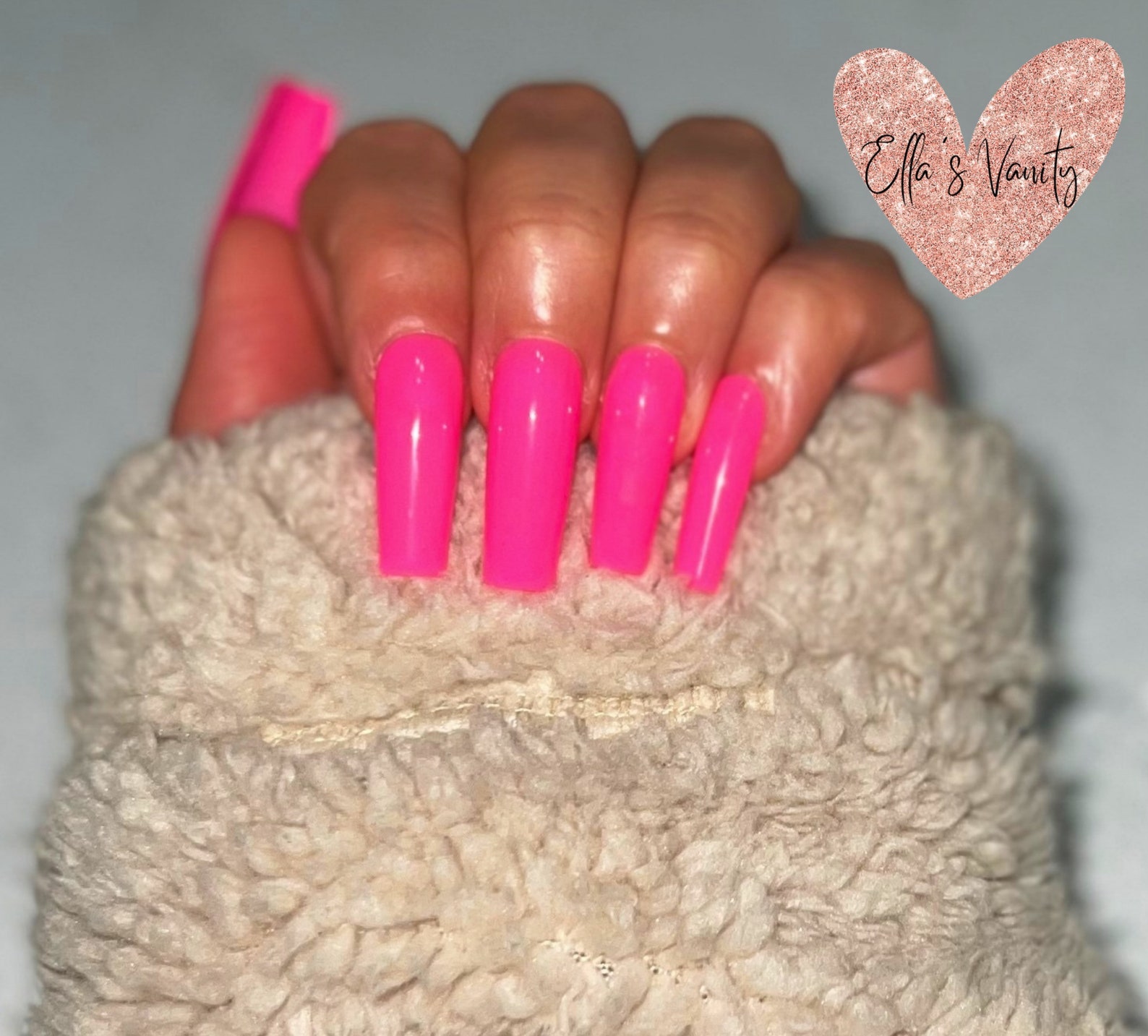 Hot Pink Reusable Stick on Nails Neon Press on Nails - Etsy
