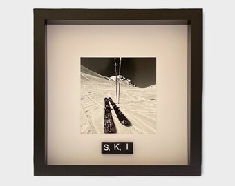 Cadre "SKI/EVASION" personnalisable Lettres Scrabble et couleur du cadre