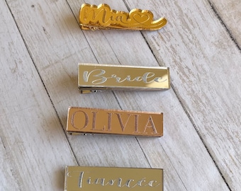 Custom Name Hair Pins | Barrettes Personalized Name Hair Clip | Kids | Toddler Birthday | Custom Gifting | Wedding Hair Pin