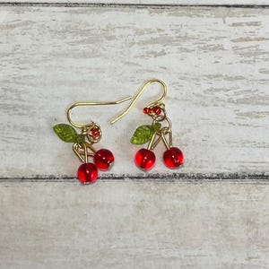 Cherry Earrings | Summer Earrings | Dangle Hook Earrings | Fruit Earrings | Cute Fun Earrings |