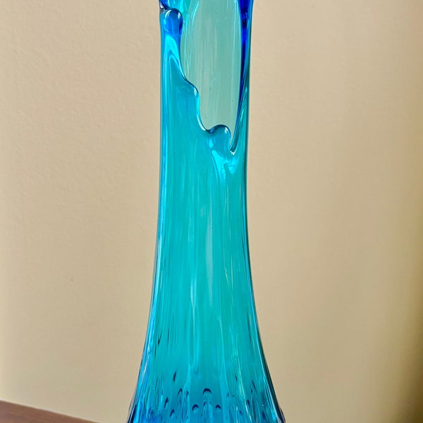 LE Smith Blue 3 Toed Hobnail Swung Vase