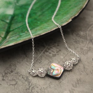 Blue and Green Abalone Pendant Necklace - Abalone Pendant Necklace in Ocean Colors, Ocean Inspired, Natural Abalone Jewelry, Gift for Her