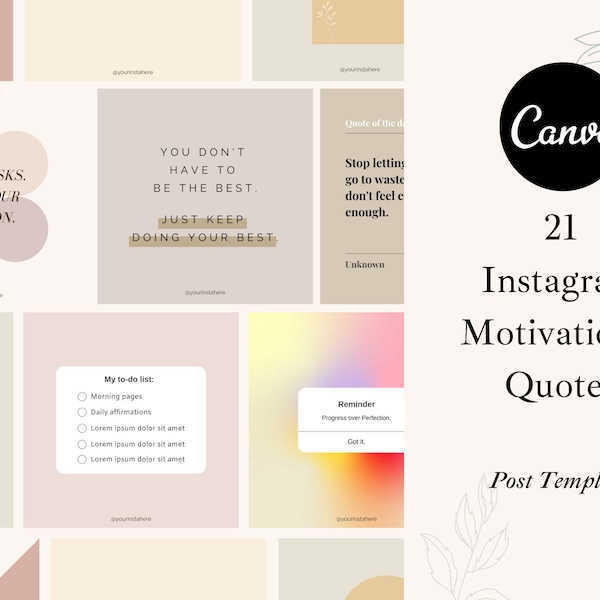 21 Instagram Canva Template Motivational Quotes | Inspirational Instagram Posts | Instagram Post Quotes | Facebook Quotes