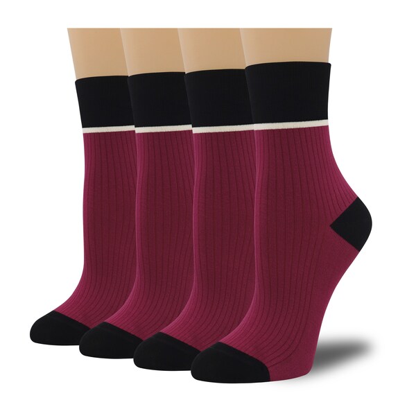 Women's Combed Cotton Crew Socks - Colorblock Stripes Fashion Ultra-Soft Cute Comfortable Casual Vintage Socks 4 Pairs…