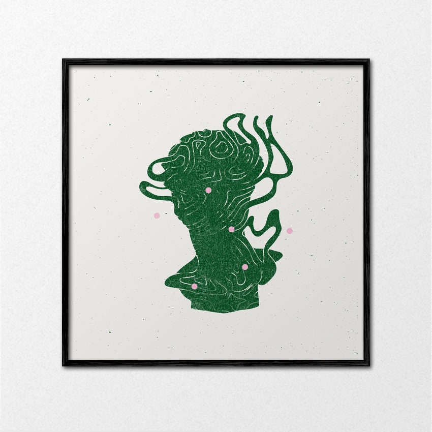 Affiche Pour Décoration Murale, Illustration Néo Rétro, Poster Festival, Portrait Abstrait