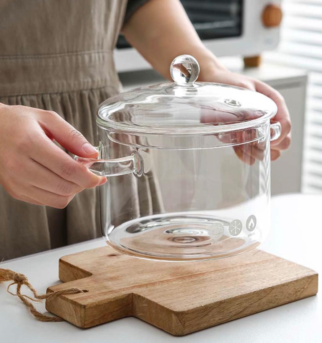 Heat Resistant Clear Borosilicate Glass Cooking Pot with Quality Wooden  Handle - China Cooking Pot and Glass Cooking Pot price