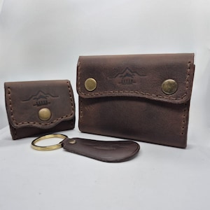 Include portafoglio-porta carte, porta monete e portachiavi, portafoglio, portafoglio in pelle personalizzato, pelle fatta a mano, design minimalista