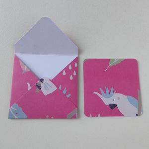Tiny envelopes with notecard 6pk - Aussie Birds - Galah
