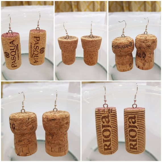 de corcho de vino champán pendientes - Etsy España