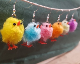 Easter chick earrings - unusual quirky funky unique cool different handmade earrings