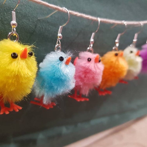 Easter chick earrings - unusual quirky funky unique cool different handmade earrings