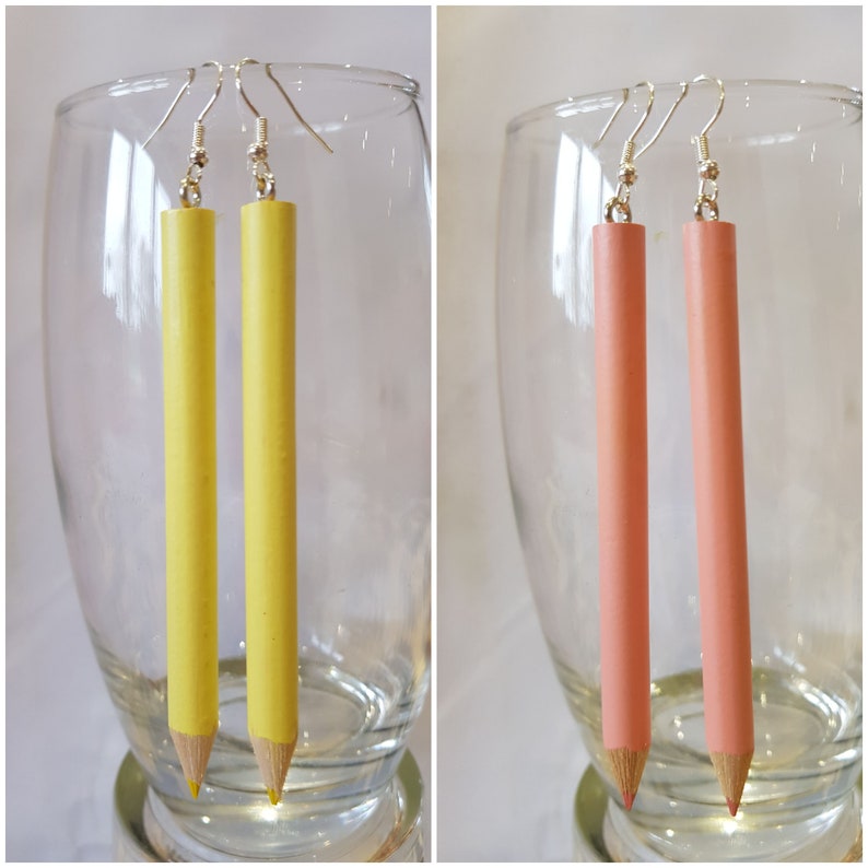 Real Pencil Earrings Funky Unusual Cool Unique Different Etsy