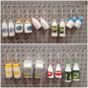 Milk bottle earrings, milk carton cool unique different quirky and handmade earrings