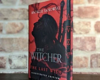 The Witcher « The Last Wish » par Andrzej Sapkowski pochoir personnalisé bord pulvérisé livres peints à la main cadeau édition spéciale