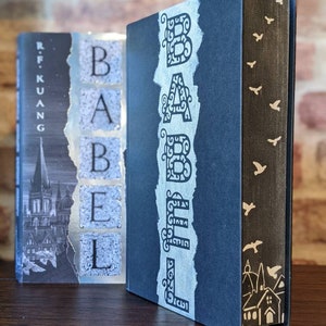 Babel by R.F. Kuang custom stencil sprayed hand painted edge books gift special edition