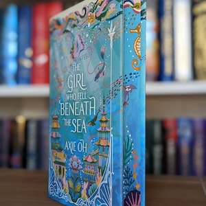 The Girl Who Fell Beneath the Sea by Axie Oh custom stencil sprayed hand painted edge books gift special edition foredge painting
