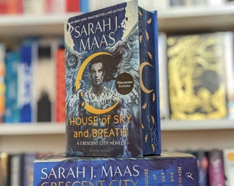 SIGNED 1st edition House of Sky and Breath Sarah J Maas Crescent City custom foredge painting sprayed edge books special edition