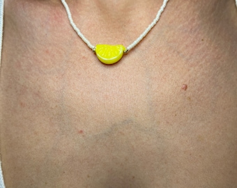 Murano Glas Zitrone Halskette Handmade