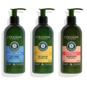 L&#39;Occitane Aromachology Shower Gel, Body Lotion, Shampoo Set 3 x 300ml Bottles - 900ml